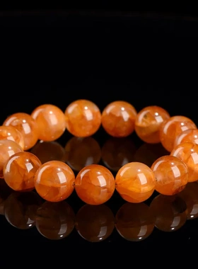 水晶天然焦糖黄胶花圆珠手链