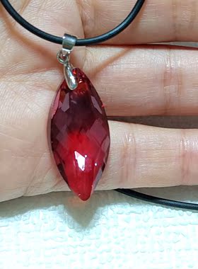 天使之眼皮绳项链奥地利施家水晶很特别的火焰红男女通用颈链