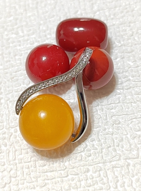 路路通转运珠吊坠项链S925银黑曜石南红大圆珠黄花蜜蜡绿松石颈链