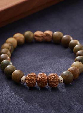 2026天然8MM绿檀手串金刚菩提百香籽设计款文玩手串男女盘完手链