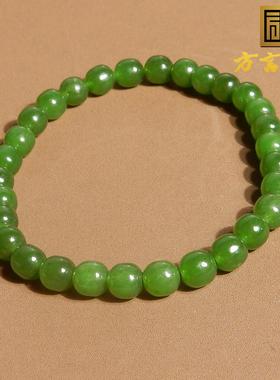 2026抢疯瞭方言和田玉精品特色俄罗斯阳绿色碧玉6mm老型珠手串手