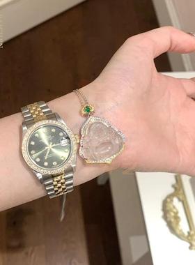 2026新中式项链镶嵌冰种白玉髓佛公吊坠媲美翡翠玛瑙玉石弥勒佛挂