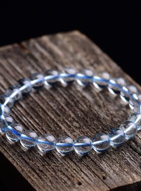 2026巧唯禧 天然冰种托帕石圆珠手链 蓝托帕手串 冰川蓝托帕石