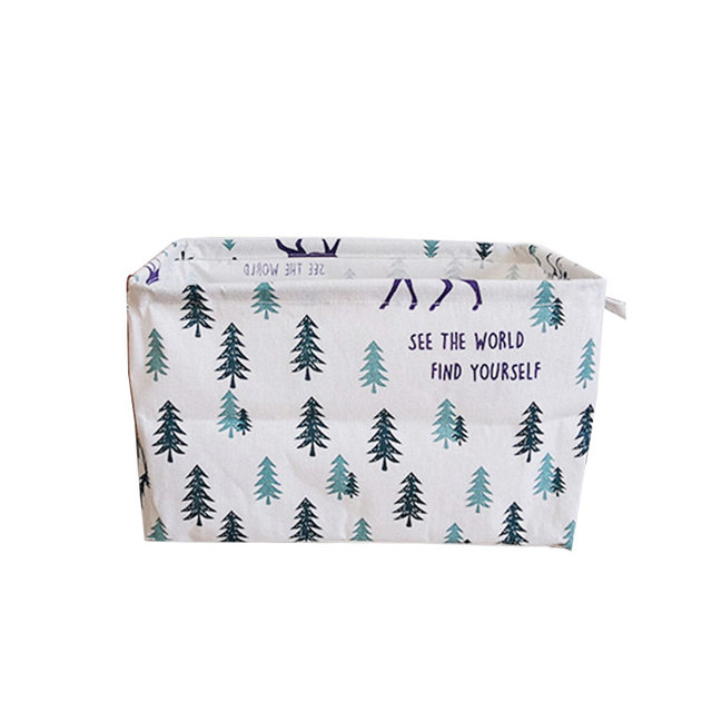 Cotton and linen fabric toy dormitory folding waterproof storage basket