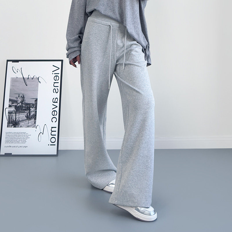 大码高腰休闲拖地裤女春季胖mm梨形身材宽松显瘦阔腿裤灰色运动裤,淘宝优惠券,粉丝福利购,淘宝优惠卷