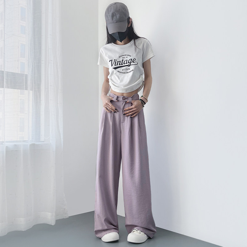 200斤胖mm西装阔腿裤女夏季薄款宽松显瘦遮肉垂感冰丝凉快直筒裤,淘宝优惠券,粉丝福利购,淘宝优惠卷