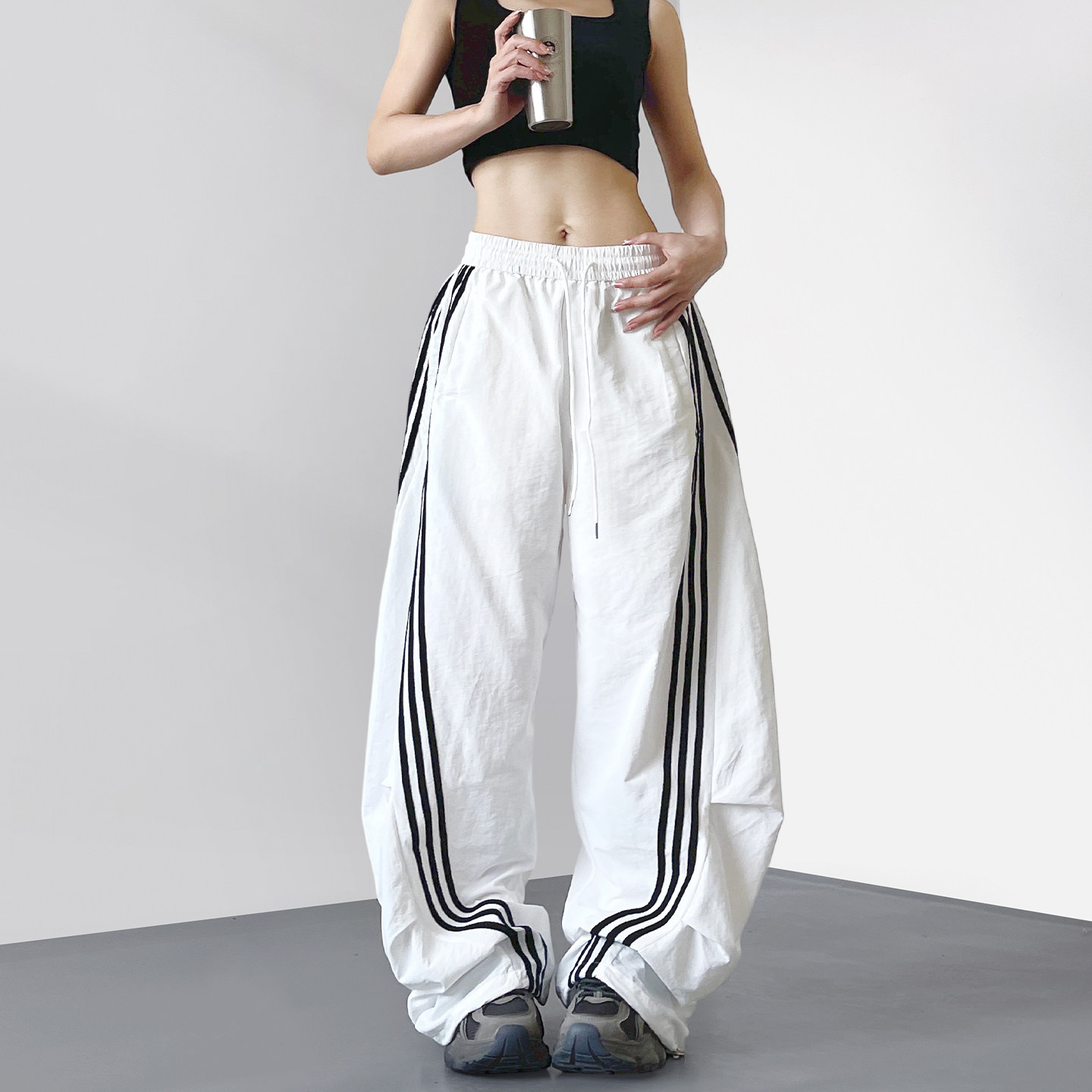 Mi slightly plus size fat mm summer casual slimming wide leg pants
