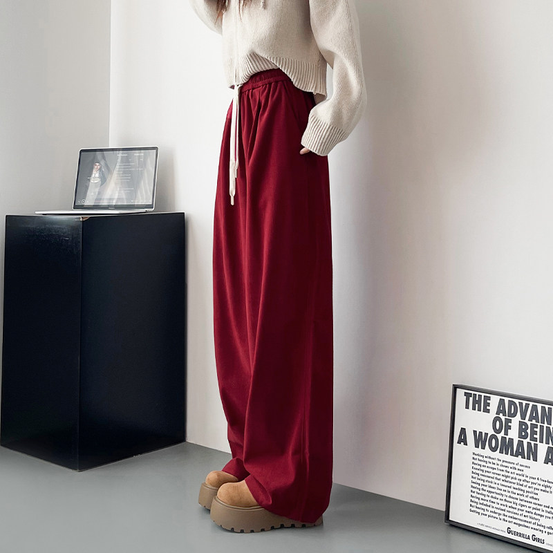 灯芯绒阔腿裤女冬季大码胖mm宽松显瘦加绒休闲裤抽绳仿羊绒拖地裤,淘宝优惠券,粉丝福利购,淘宝优惠卷