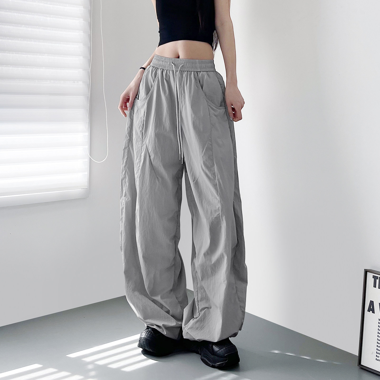 Mi slightly plus size fat mm summer slimming casual wide leg pants