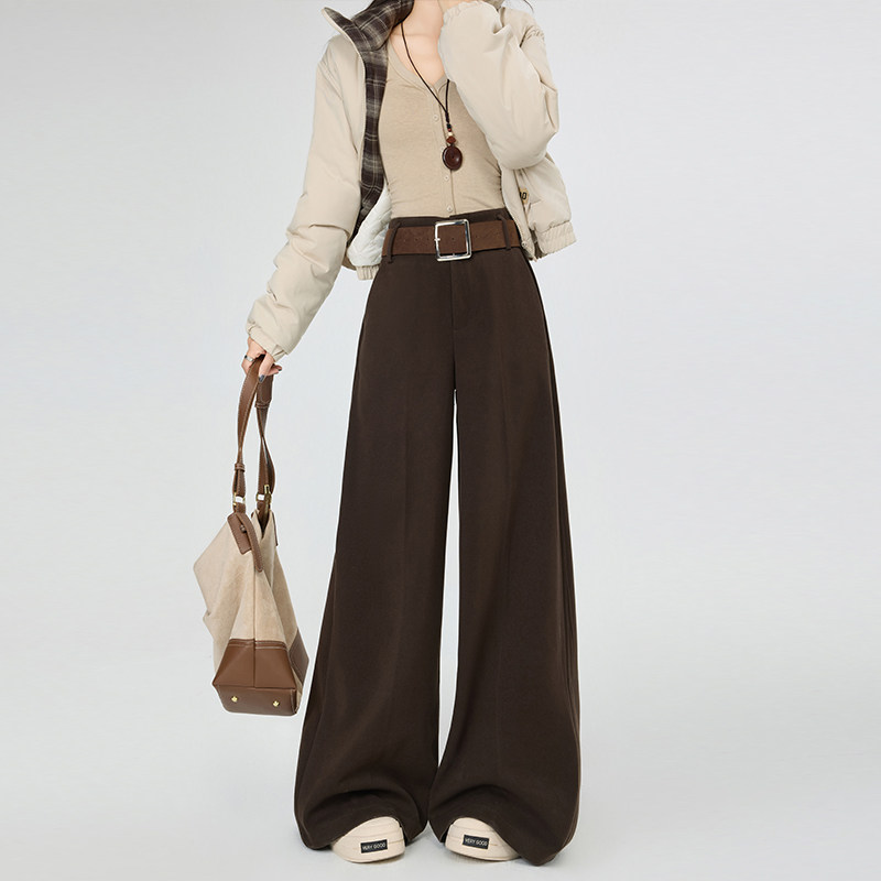 毛呢西装裤女冬季加厚保暖防寒阔腿裤大妈胖mm显瘦修身拖地休闲裤,淘宝优惠券,粉丝福利购,淘宝优惠卷