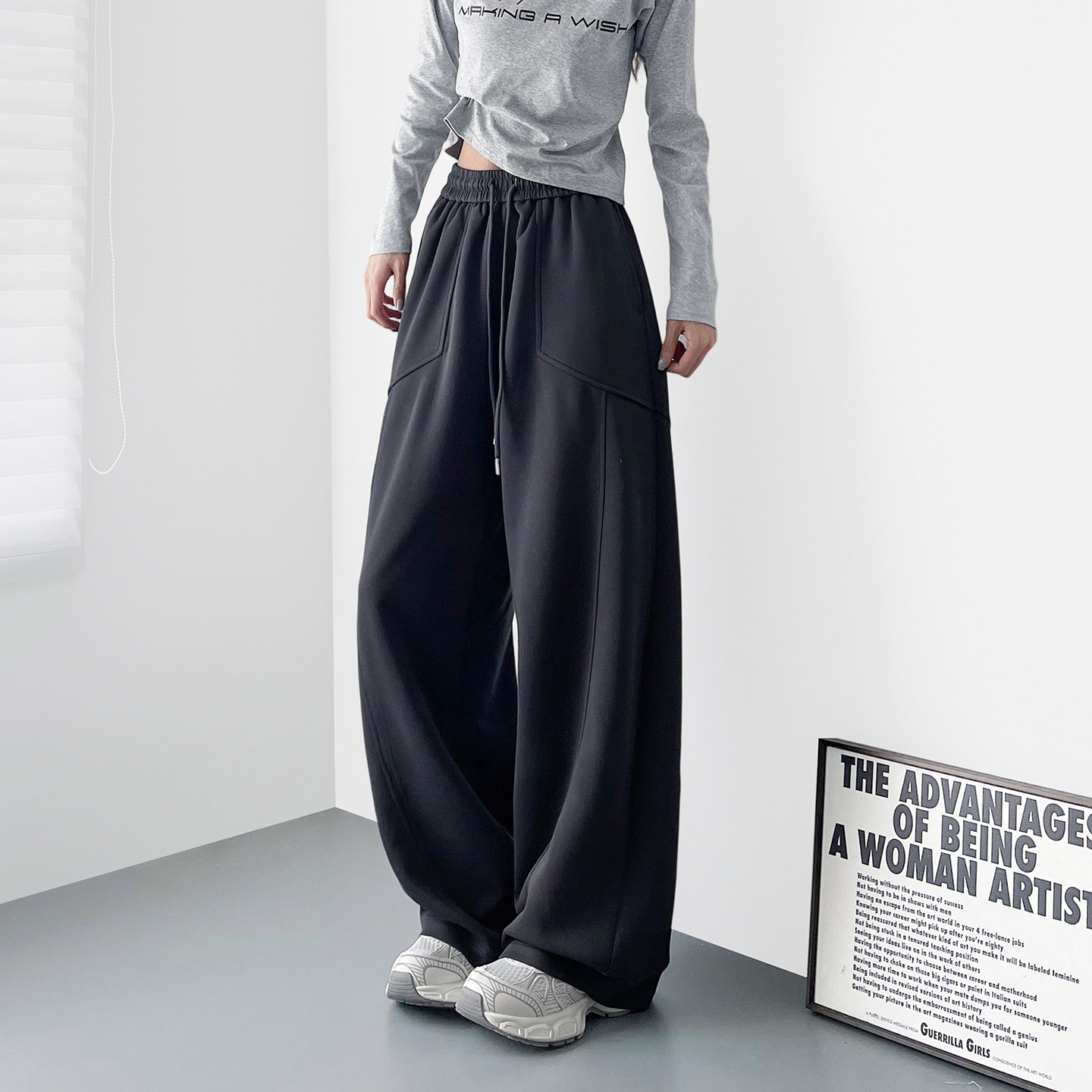 高腰弯刀裤冬季大码女胖mm显瘦宽松直筒裤梨形身材遮肉香蕉阔腿裤,淘宝优惠券,粉丝福利购,淘宝优惠卷