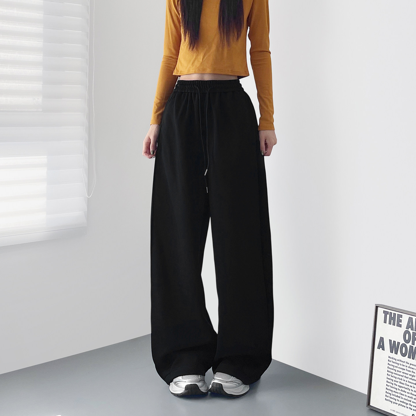 美式高腰显瘦运动阔腿裤女春季新款大码胖mm显瘦200斤直筒香蕉裤,淘宝优惠券,粉丝福利购,淘宝优惠卷