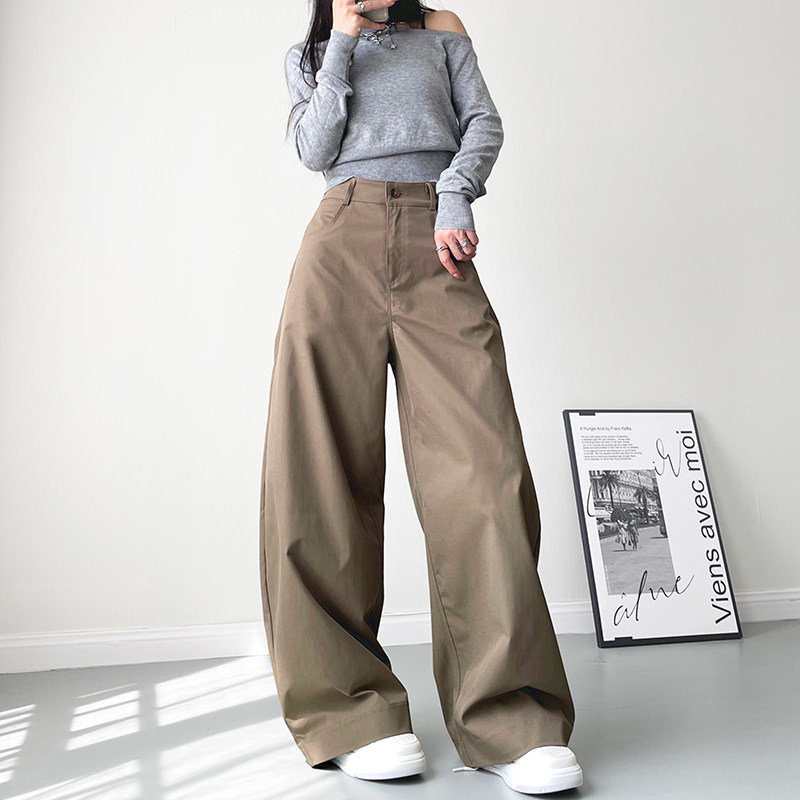 早秋高腰遮肉西装裤女梨型身材宽松显瘦胖mm松弛感休闲阔腿弯刀裤,淘宝优惠券,粉丝福利购,淘宝优惠卷