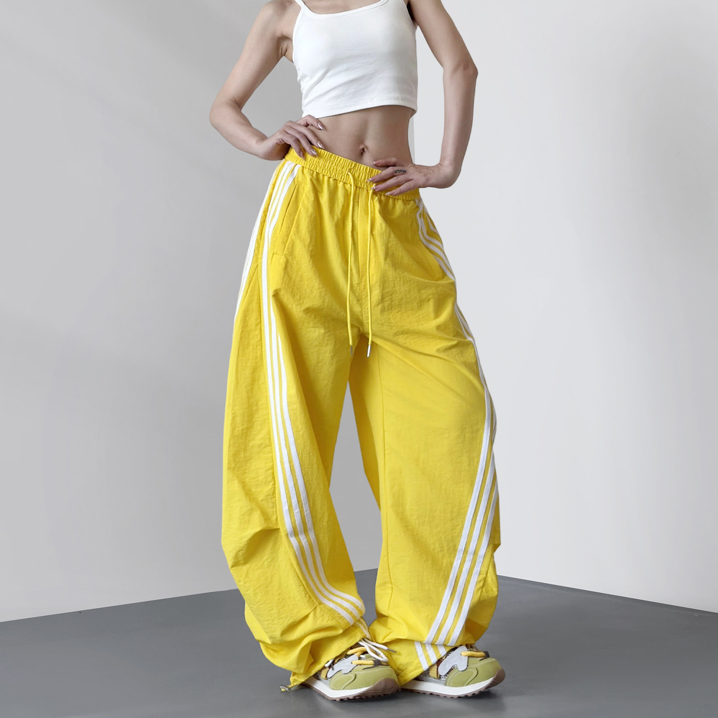 Mi slightly plus size fat mm summer casual slimming wide leg pants
