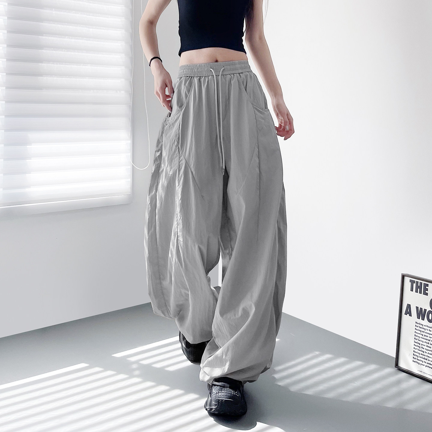 Mi slightly plus size fat mm summer slimming casual wide leg pants