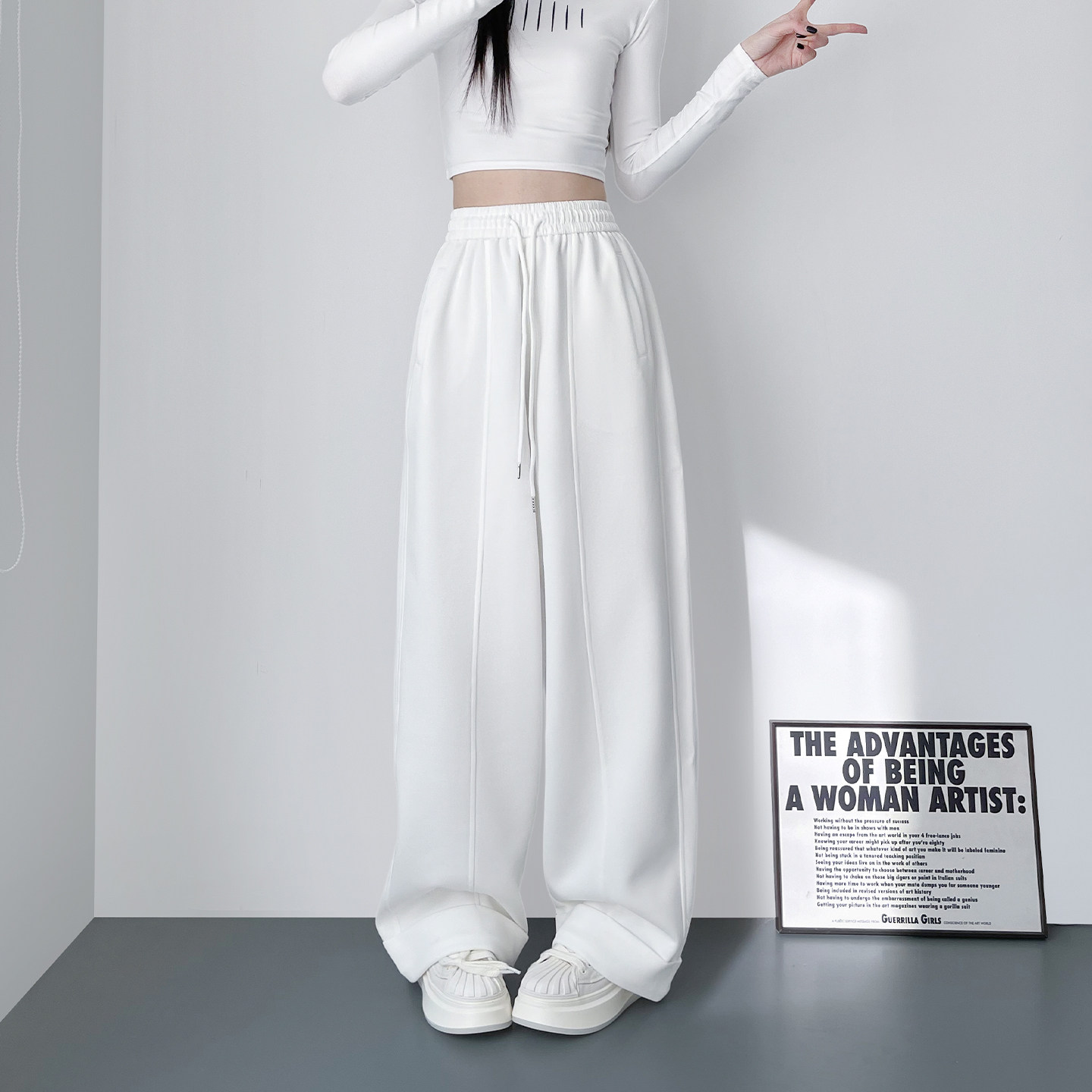 大码胖mm奶芙软糯阔腿裤女春季新款梨形身材显瘦慵懒香蕉弯刀卫裤,淘宝优惠券,粉丝福利购,淘宝优惠卷