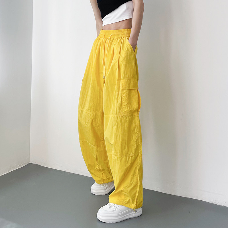 冰丝速干休闲阔腿裤女夏季大码胖ｍｍ显瘦遮肉香蕉黄直筒工装裤薄,淘宝优惠券,粉丝福利购,淘宝优惠卷