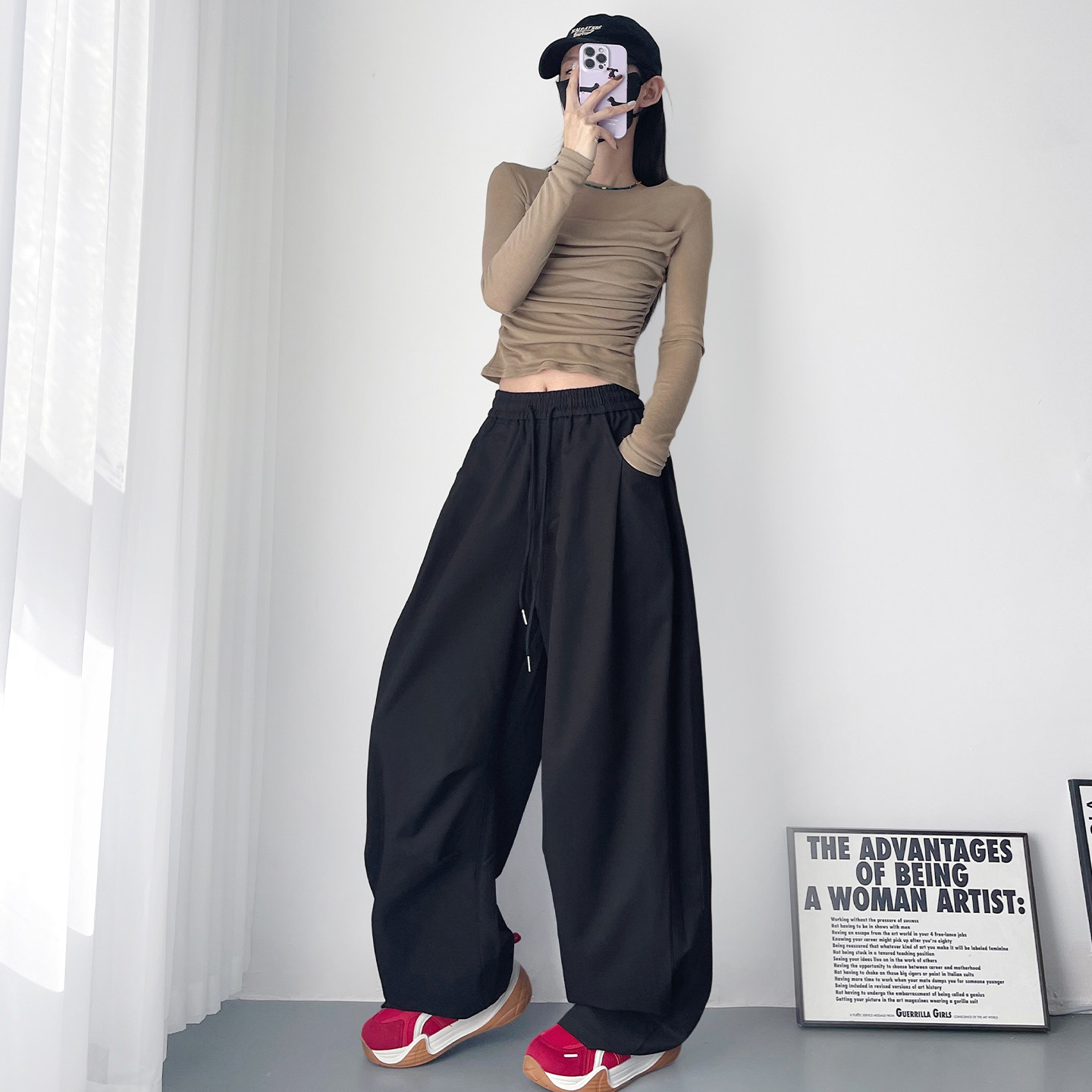 大码2026春季新款宽松显瘦阔腿裤女胖mm大裤腿梨形身材运动休闲裤,淘宝优惠券,粉丝福利购,淘宝优惠卷