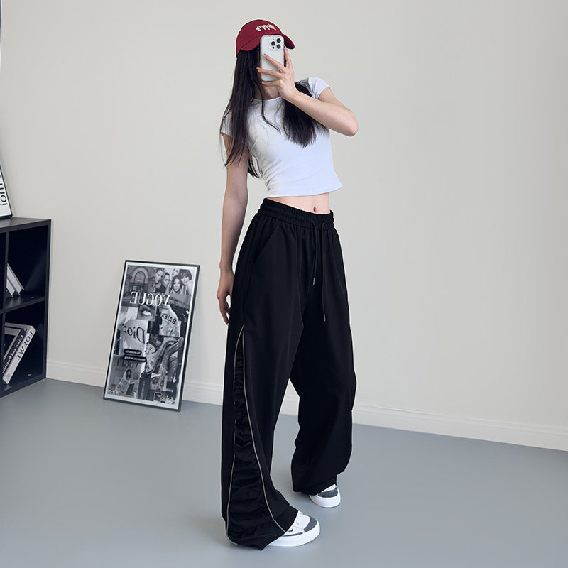 大码春季运动裤女胖mm高腰抽绳褶皱宽松显瘦藏肉设计感休闲速干裤,淘宝优惠券,粉丝福利购,淘宝优惠卷