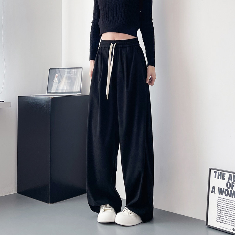 大码阔腿裤女冬季高腰抽绳宽松显瘦拖地裤胖mm加绒加厚垂感休闲裤,淘宝优惠券,粉丝福利购,淘宝优惠卷
