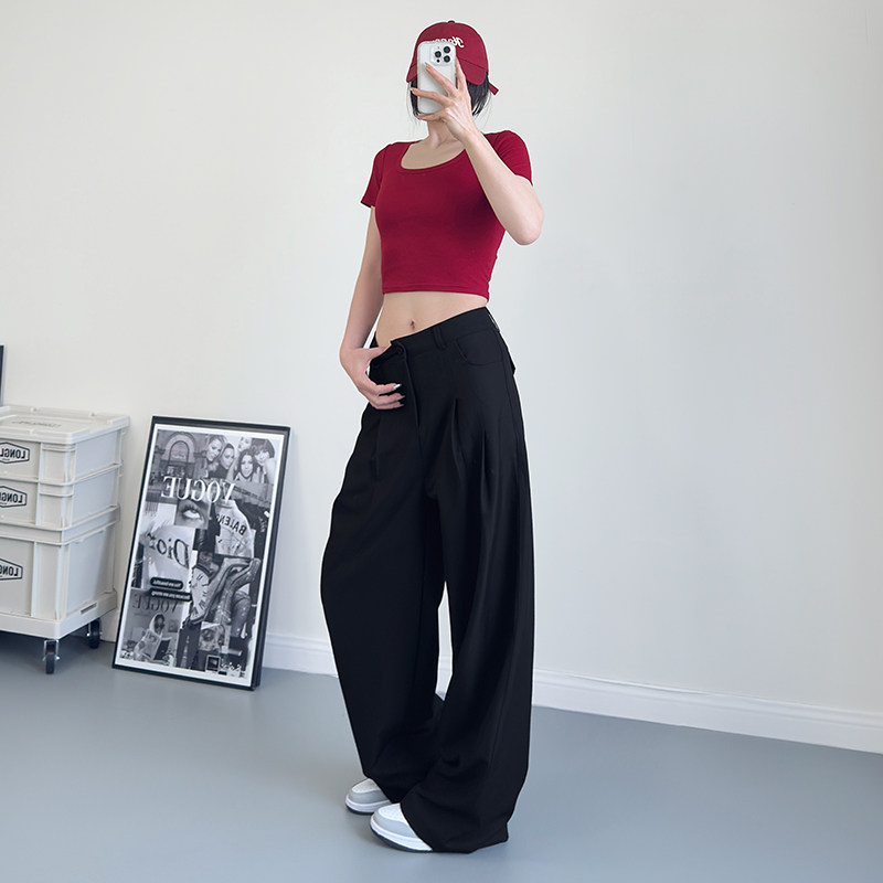 大码灰色西装裤女春季胖mm梨形身材宽松显瘦休闲裤高腰垂感阔腿裤,淘宝优惠券,粉丝福利购,淘宝优惠卷