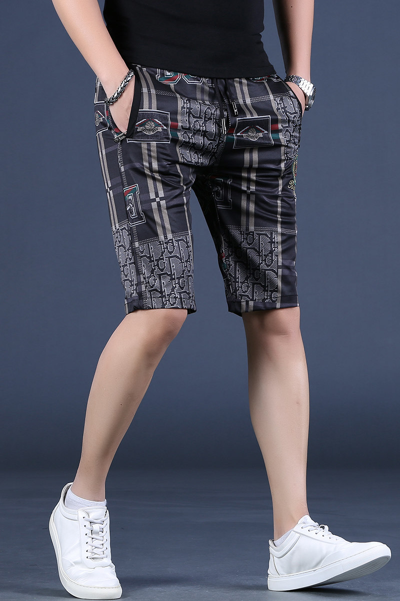 2023刺绣青年马裤冰丝薄款男短裤夏季男士休闲五分裤潮牌外穿中裤