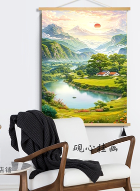 日照金山装饰画客厅落地山水风景挂画沙发背景墙高级感大白墙壁画
