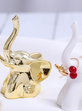 ins摆件北欧陶瓷创意兔子mini兔麋鹿金色拍摄道具动物橱窗小摆件