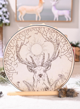 小节日装饰用品敲击乐器鼓 装饰鼓 带鼓槌小节日气氛击打鼓