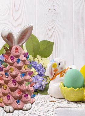 复活节兔子圣诞树装饰品摆件家居庭院设计复活节灯光led兔子