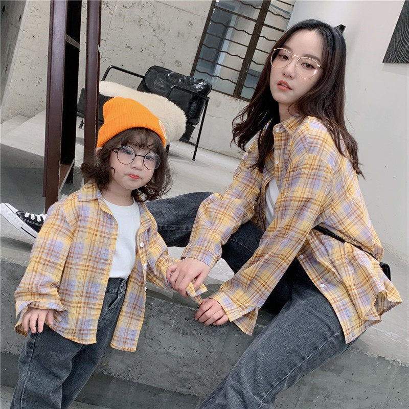 2020新款韩版亲子装母女春秋季衬衫 三叶四叶亲子装/亲子时装