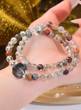 天然绿幽灵方糖黑晶超时尚设计手链手串抖音小红书直播供货爆款