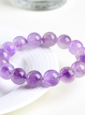 久雅水晶 天然老矿紫色超七圆珠手链 紫超七散珠手串 厂家直销