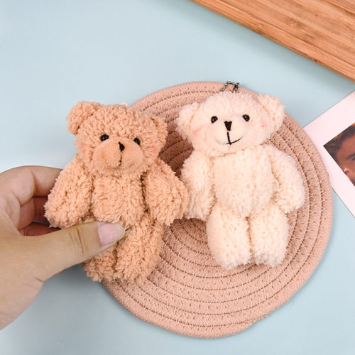 可爱少女毛绒腮红小熊挂件公仔关节熊玩偶包包挂饰软萌钥匙扣礼品 - 图1