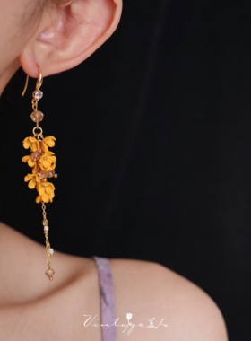 金桂飘香~复古文艺小黄花耳环
