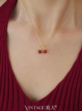 cherrygirl~红色显白小樱桃项链