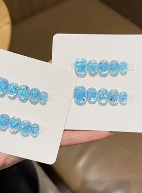 千繁【冰雪融化】ins清透猫眼纯手工穿戴甲片美甲贴片假指甲