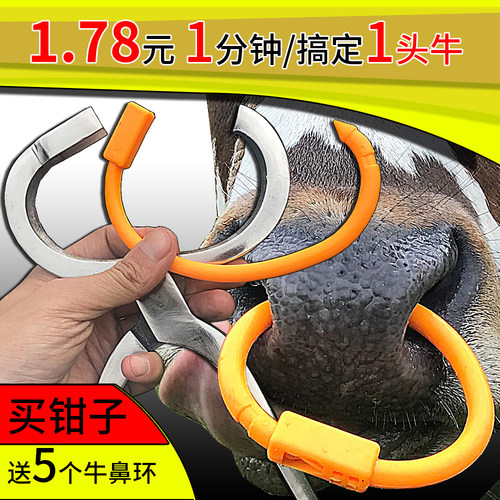 牛鼻环牛鼻圈塑料养牛场设备牛用打孔穿孔钳牛鼻子牵引扣牛鼻钳子 - 图2
