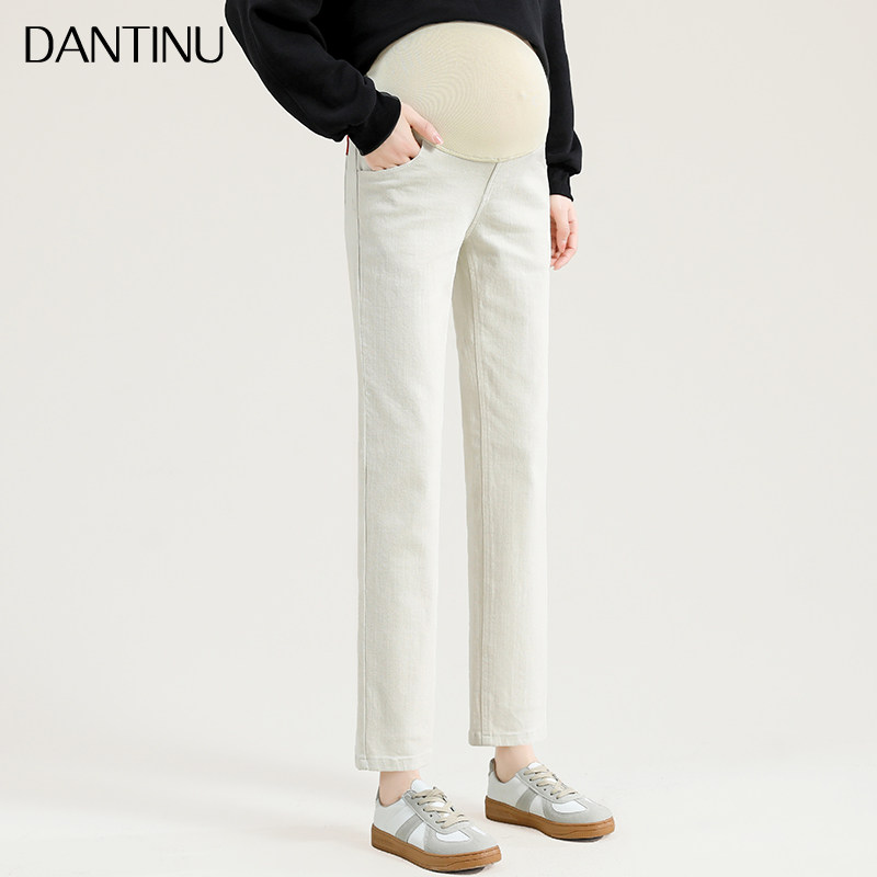 孕妇直筒春秋外穿时尚小个子牛仔裤 丹媞奴孕妇直筒裤