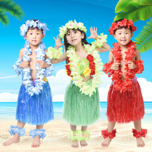 夏威夷草裙舞服装表演成人服装海草舞节日舞蹈演出服儿童草裙套装 - 图1