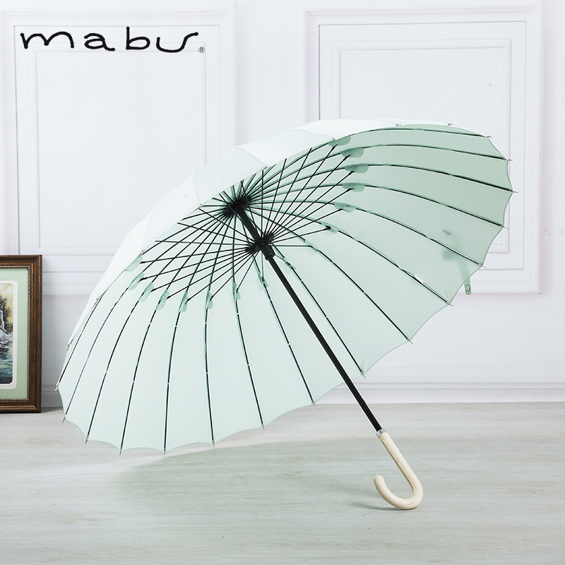 日本进口品牌Mabu雨伞简约商务长柄伞日系纯色抗风暴雨直柄伞 - 图3