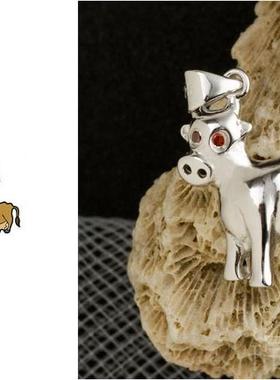 小牛十二生肖纯银吊坠女999足银吊坠12属相项链锁骨链坠子银饰品