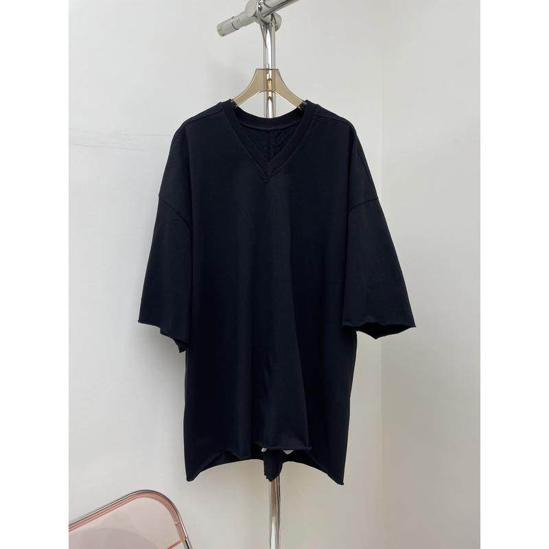 美式慵懒风V领七分袖松弛感不规则卷边针织T恤,淘宝优惠券,粉丝福利购,淘宝优惠卷