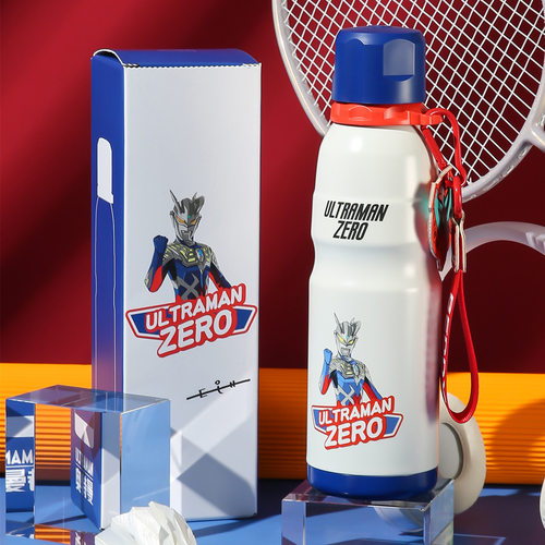 杯具熊奥特曼运动杯保温杯赛罗之志贝利亚之战儿童学生上学喝水杯 - 图0