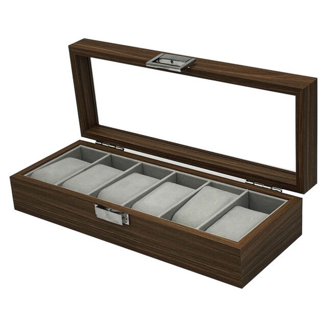 6-bit wooden home skylight glass watch storage box