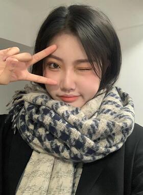 围脖女生针织保暖米色围巾女冬季2026新款百搭女士秋冬款学生厚潮