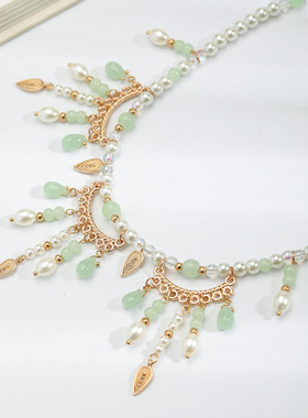 古风项链清新唯美珍珠吊坠汉服配饰璎珞国风旗袍软璎珞