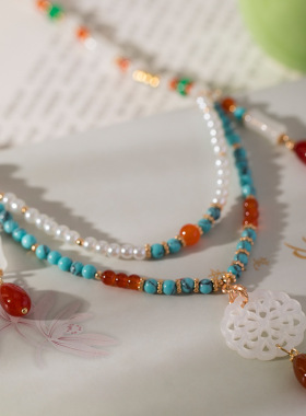 汉服璎珞项链双层锁骨链古风软璎珞中国风古装复古配饰项饰异域风