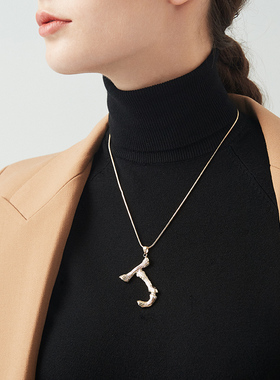 字母金色网红街头潮人毛衣链项链