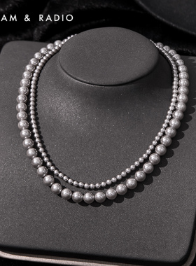 Dream＆Radio银灰色珍珠项链女生新款颈链锁骨链